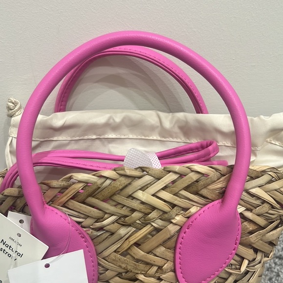 Brand new HM natural star crossbody bag with pink straps and top handle - Picture 2 of 6